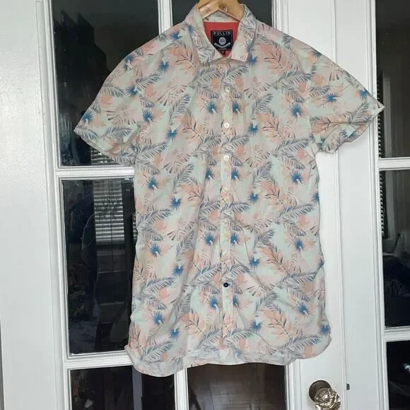 Pullin Pull-in tropical Hawaiian vacation button down short sleeve shirt size M - Picture 2 of 16